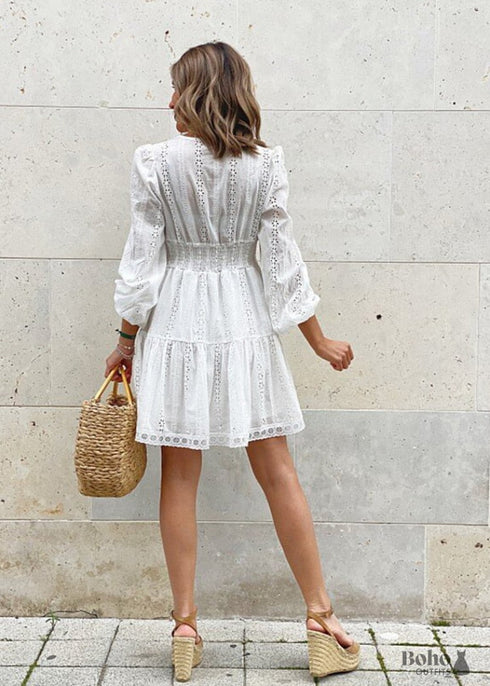 Ruffle White Mini Dress Myla